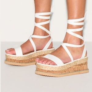 Women's White Espadrille Platform Sandals